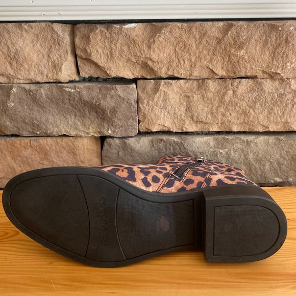 Franco Sarto Benny Ankle Bootie Camel Leopard Block Heel Size 8.5M - Picture 7 of 11